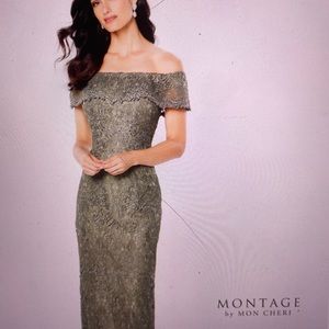 Montage by Mon Cheri Olive Green Gown Size 14